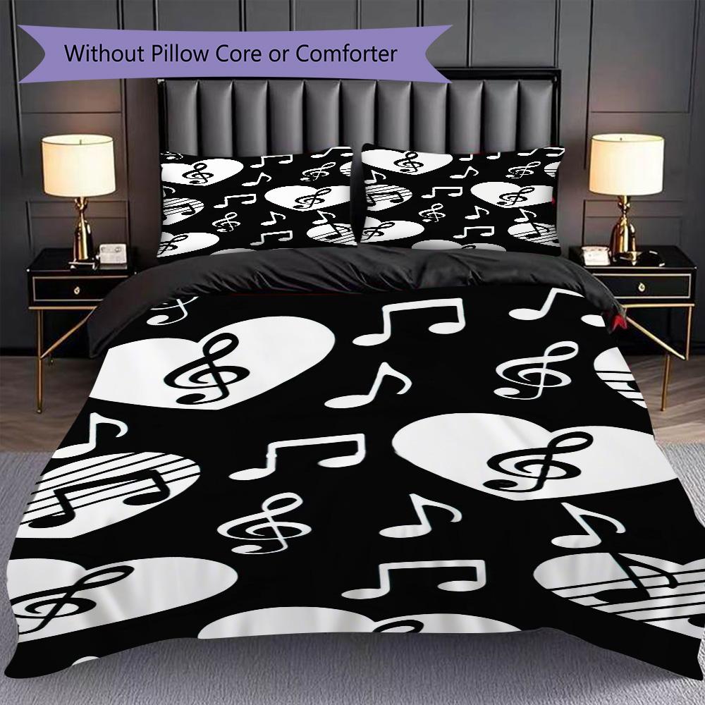 1PC Music, Guitar Theme Bedding Quilt Set Quilt Cover Pillowcase Home Decoration Birthday Gift (1 * Duvet Cover + 2 * Pillowcase, Without Core)
