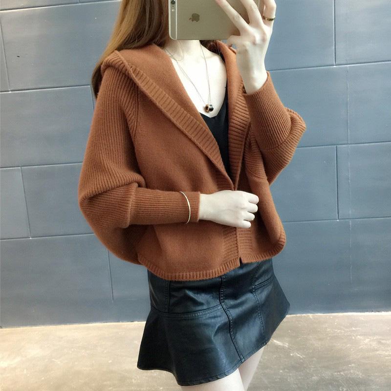 Short Coat New Women's Long-sleeved Loose Hooded Sweater Early Autumn and Winter Cardigan Thick Solid Pink Cardigan