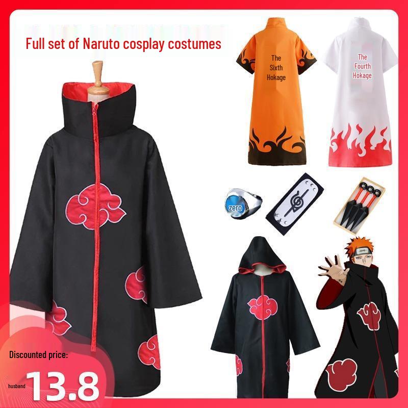 Naruto Čtvrtý Hokage Červený plášť Cosplay Kostýmová sada pro Halloween