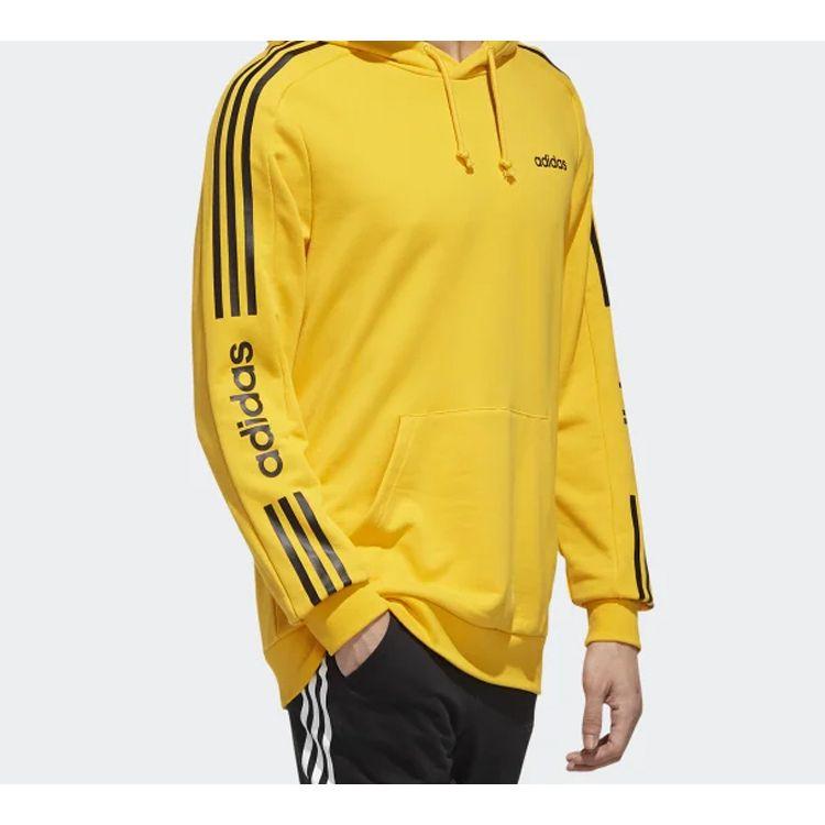 Adidas Neo Essential 4-Stripes Knit Hoodie Men Sweatshirt Gold EI4674