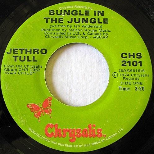 

7inch Record JETHRO TULL - Bungle In The Jungle CHS2101 Chrysalis 1974 Canada Rock Used