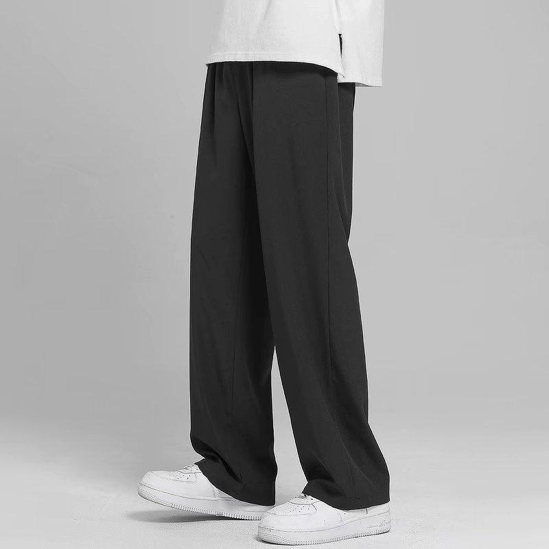 Men Summer Ice Silk Casual Pants With Drawstring Waist For Youth Comfort Fit