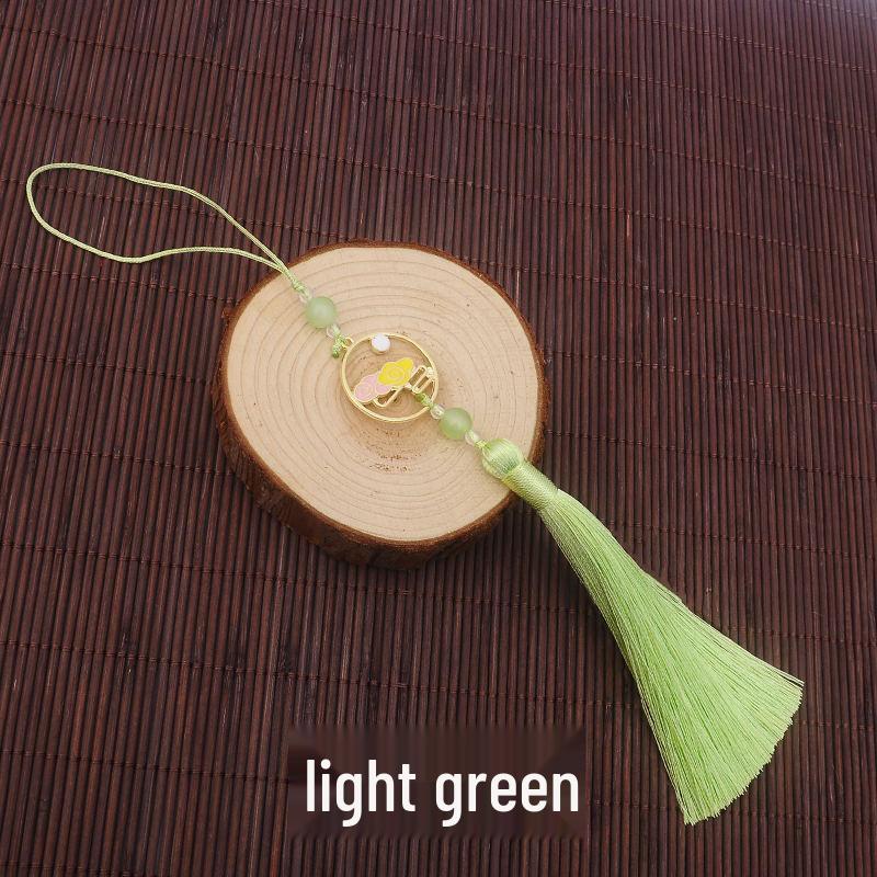 Colorful Clouds Chasing the Moon Tassel Pendant for Hanfu Qipao - 12CM Fan Lantern Jade Lapel Accessory