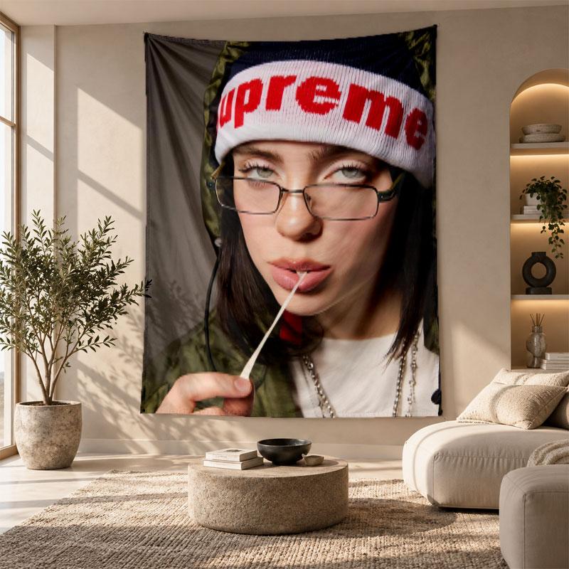 Decorative Tapestry,Billie Eilish Printed Wall Art, Lightweight Wall Hanging For Bedroom Background