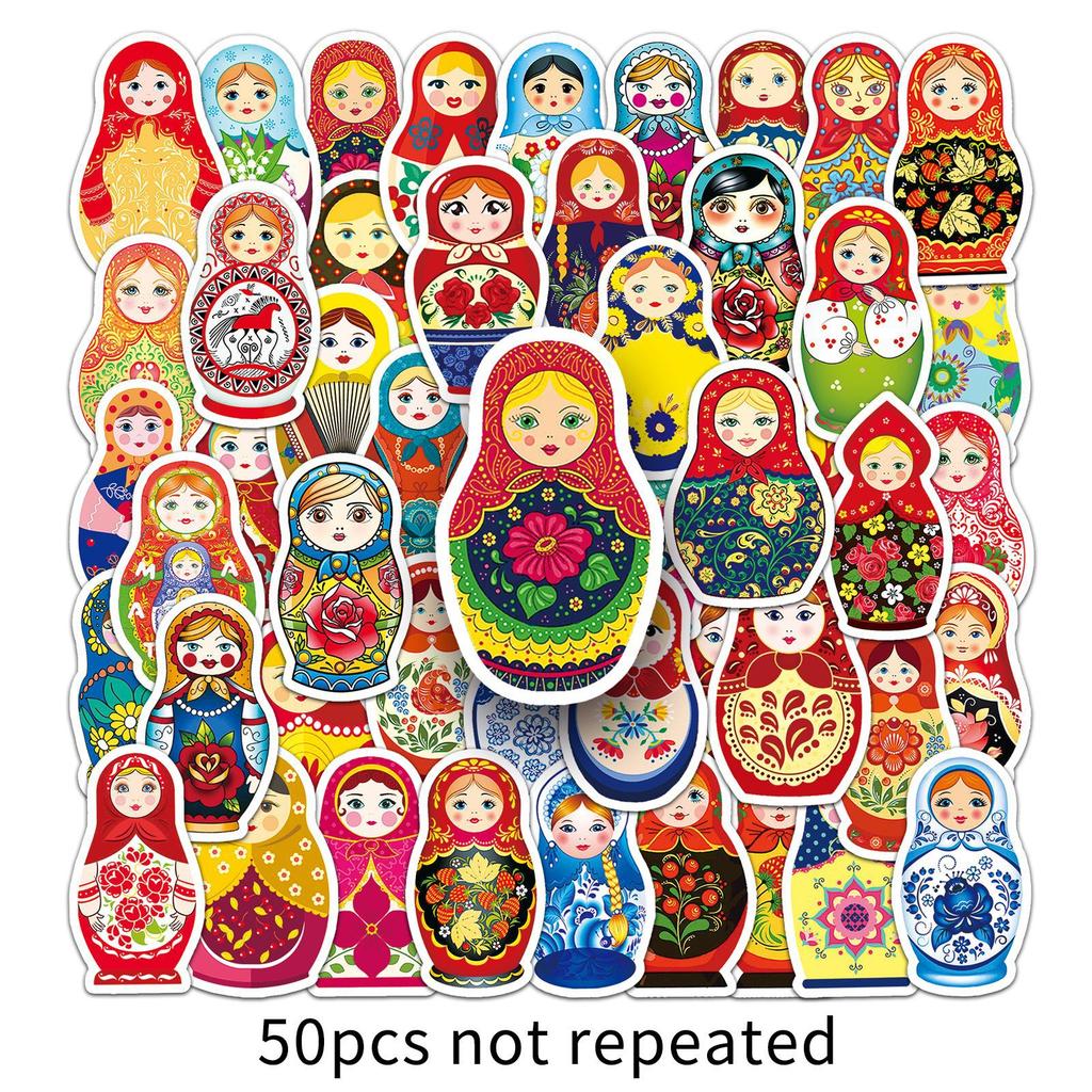 50 Photos of Russian Nesting Dolls Personalized Cartoon Creative Dolls Decorative Water Cup Suitcase Notebook Stickers