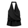 Black V-neck neck strap-on vest for women's summer new Korean sleeveless backless suspender top for outer wear ins