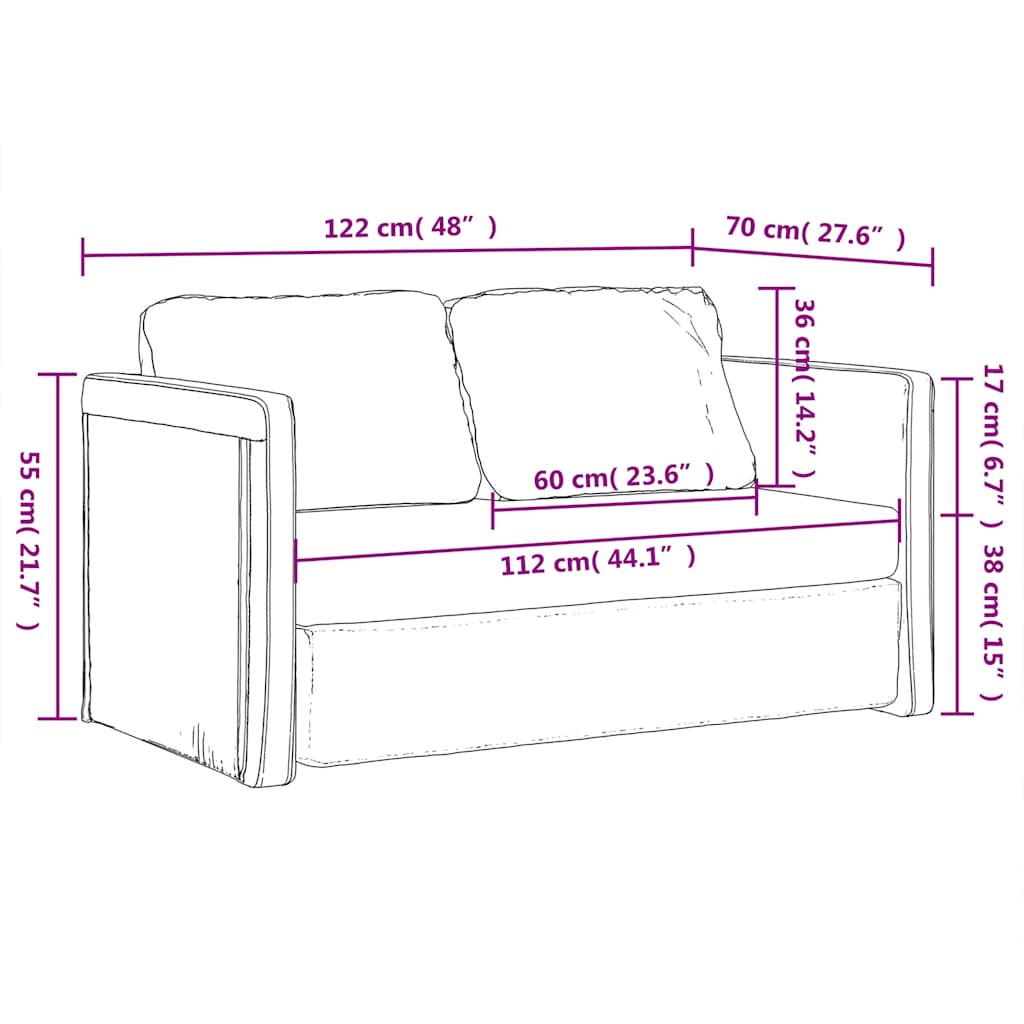 Floor Sofa with Sleeping Function Light Grey 122x204x55 Cm Velvet