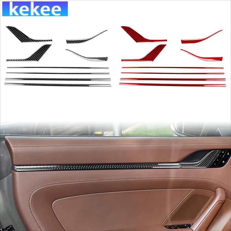 For Porsche 992 911 -2024 Carbon Fiber Door Handle Door Armrest Door Lock Interior Car Accessories Soft Cover Tuning Sticker