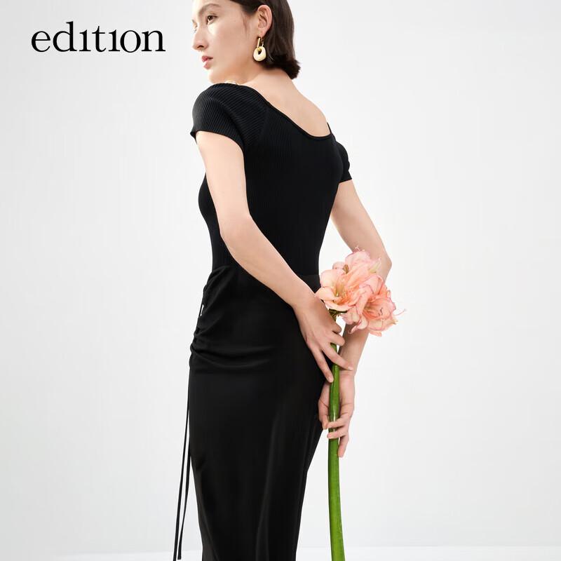 Edition Women's Spliced Short Sleeve Little Black Dress