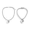 Korean Round Bead Chain Silver Love-shape Pendant Necklace Ins Clavicle Chain