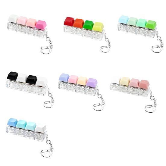 Keyboard Fidget Toy 4-in-1 Keyboard Decompression Button Finger Clicker Toy 4-Keys Fidget Keychain Work Travel Stress Relief Desk