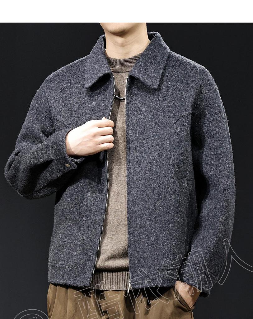Men's American Style Heavyweight Wool Cashmere Jacket - Double-faced, Thickened, High-end, Plus Size Casual Outerwear for 2025.