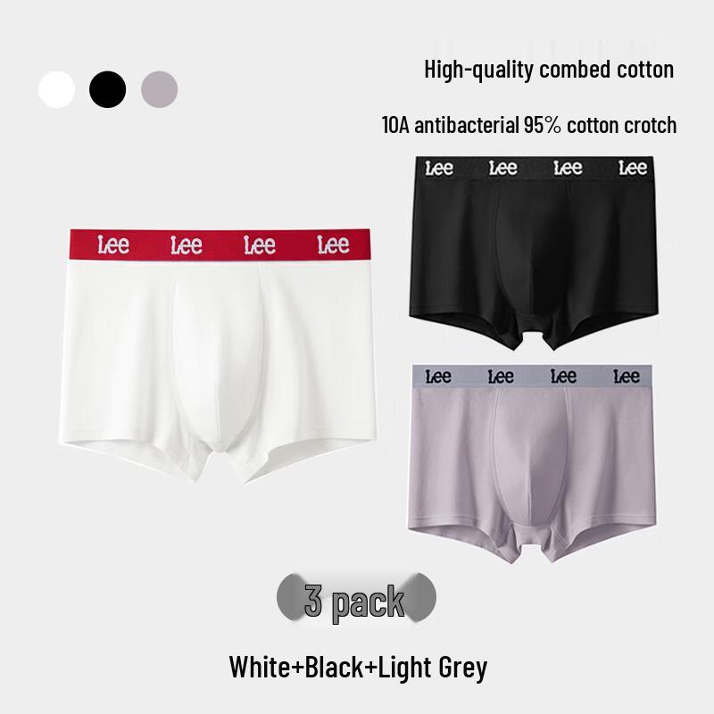LEE Men's Combed Cotton Antibacterial Boxer Briefs 3-Pack