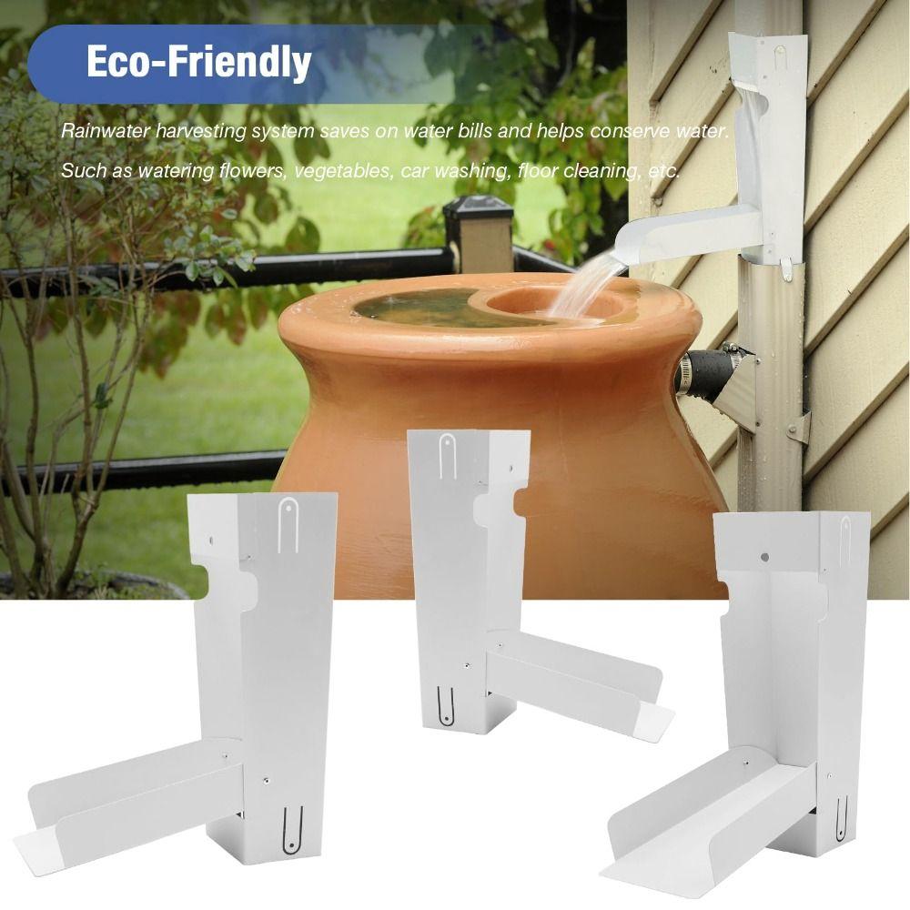 Catching Rainwater Collection Diverter Metal Rainwater Harvesting System Yard Installation