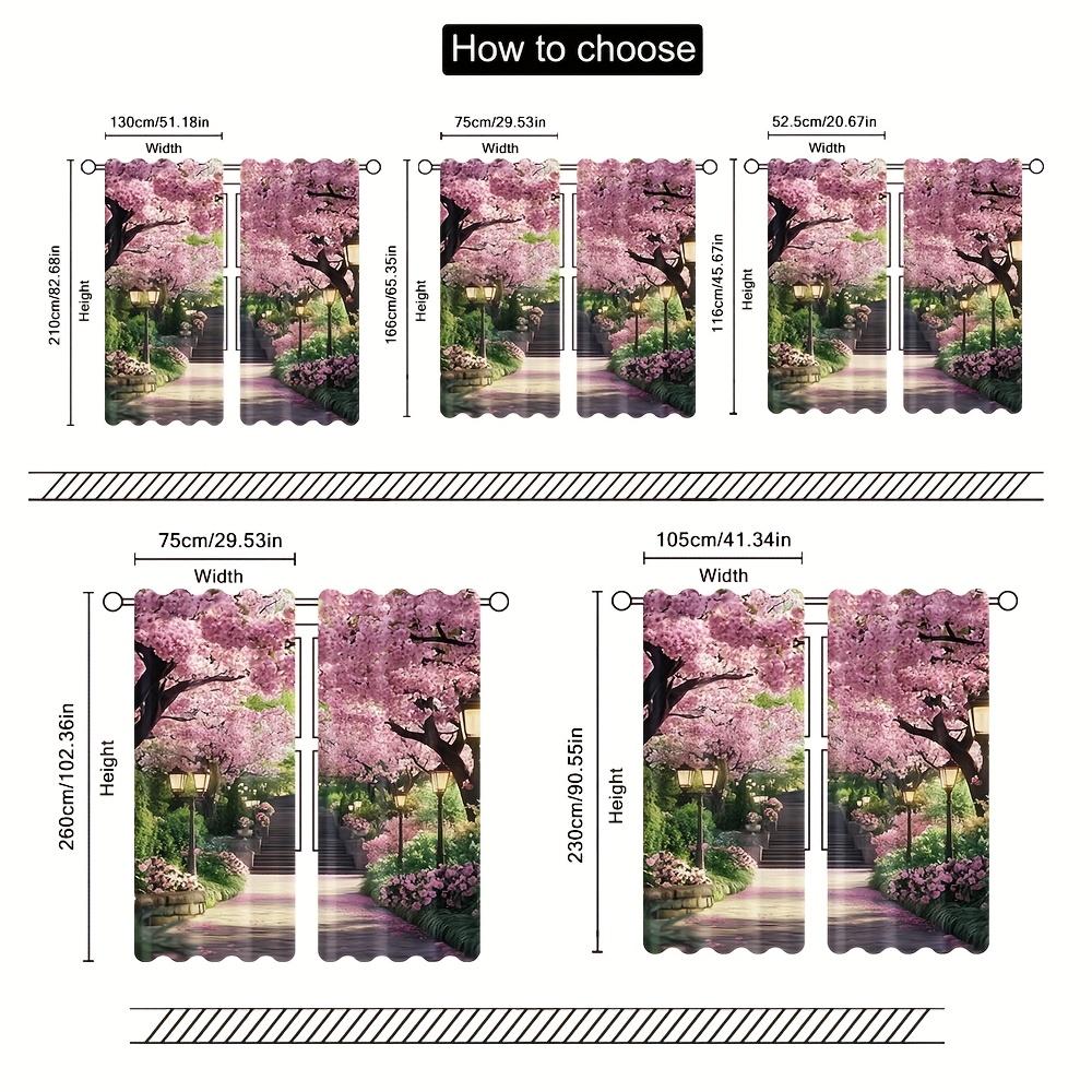 Set Of 2 Charming Spring Cherry Blossom Trail Polyester Easy Hang Design Ideal Living Rooms Bedrooms Curtains Made Sitting Room Window Treatment