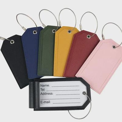 Cross-border Leather Luggage Tag with Wire Lanyard and Paper Card
