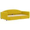 Pull Out Daybed with Drawers Yellow 100x200 Cm Velvet