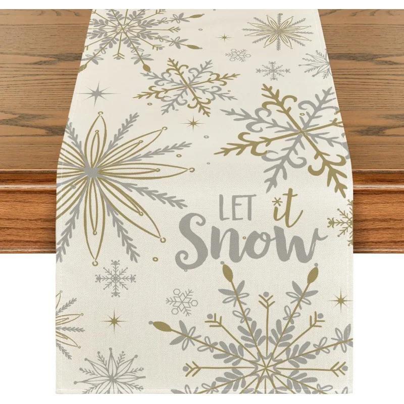 Christmas Table Runner Merry Christmas Decorations for Home 2024 Cristmas Table Flag Cover Navidad Noel Gift New Year Tablecloth