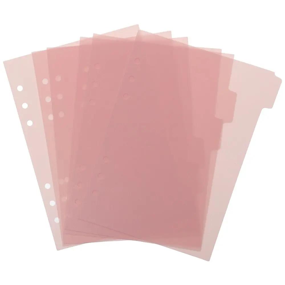 6 PCS A5 Binder Divider,Pink 6 Ring Plastic Index Page Tabs,Vertical Binder Divider for Home, Office