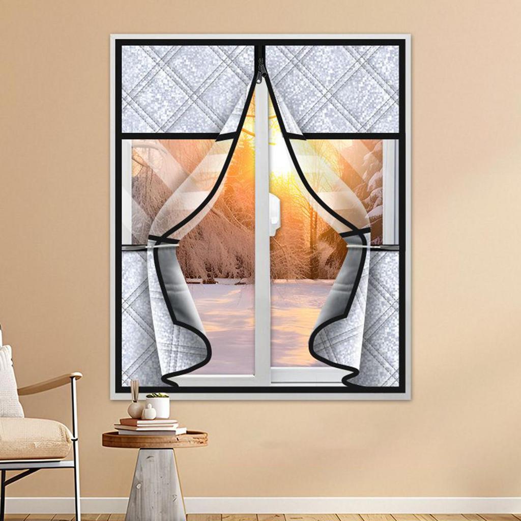 Thermal Window Cover For Winter No-Drill Roll-up Thermal Window Covering Drape For Apartment Dorm Bedroom Bathroom Rental House