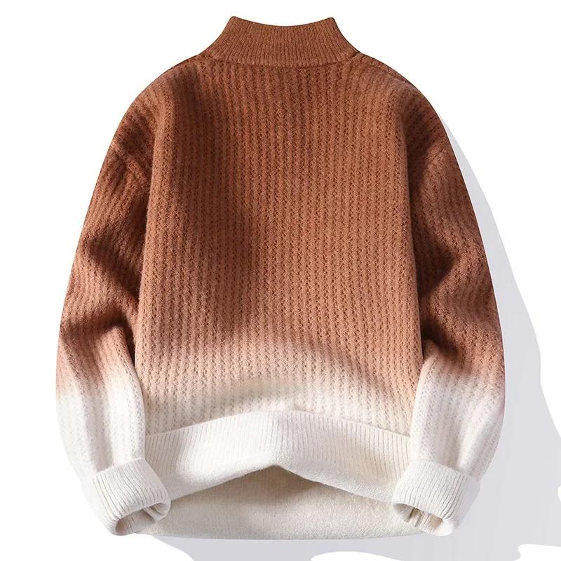 2026 Podzim Zima Pánské Ležérní Svetry na Poloviční Zip Pánské Volné Svetry s Pleteným Stojáčkem Pánské Mládežnické Trendy Pohodlné Top