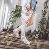 Summer High Top Women's Shoes Knee High Boots Side Zipper Flats Vulcanized Shoes Lace-Up Comfortable Platform Sneakers Female