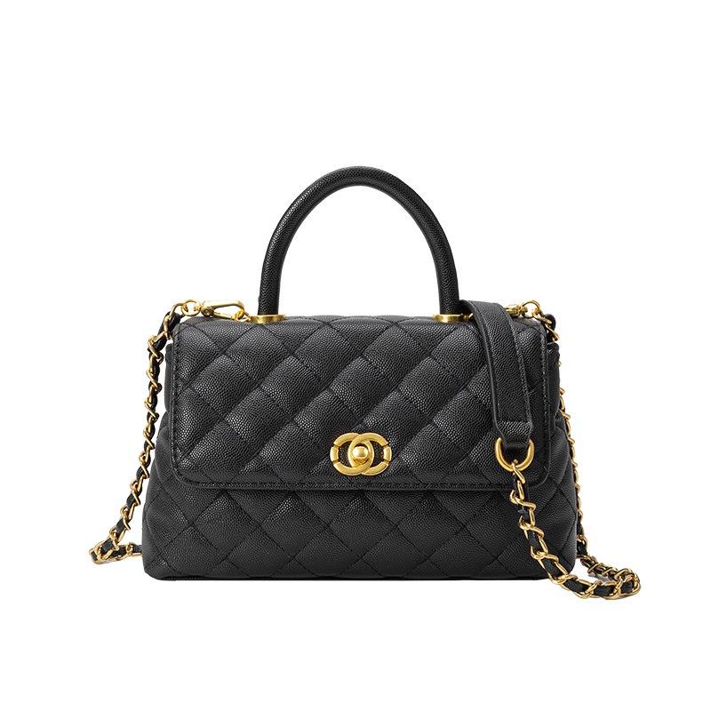 

Женская сумка большая вместимость на плечо через плечо высокая чувственность сумка с замком модная сумка с бриллиантовой цепочкой новая чёрный