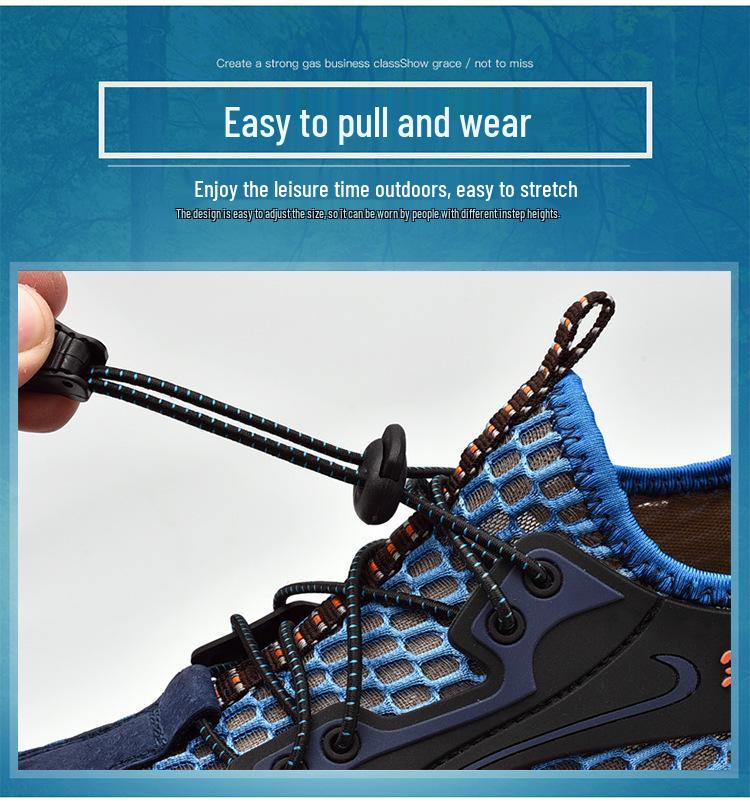 Men's Flyknit Mesh Outdoor Hiking and Wading Shoes with Thick Sole