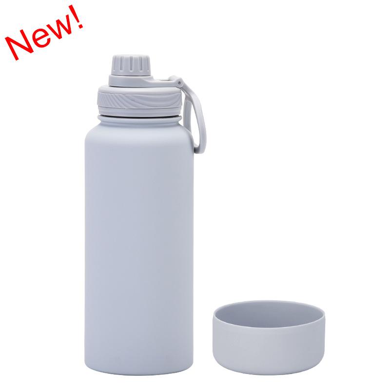 1L Large-Capacity Thermos Cup With Non-Slip Bottom, Portable Outdoor Sports Kettle, Frosted Water Cup