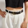 No Ip Womens Wide Woven Pu Leather Belt With Metal Pin Buckle For Casual Fashion Summer Wear