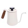 600ML Coffee Brewing Pot 304 Stainless Steel Water Pot with Temperature Meter Wood Handle   Spout