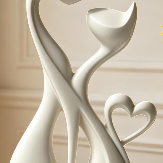 3D Printed Couple Cat Sculpture, Abstract Double Cat Figurine, Minimalist Modern Cat Decoration for Table, Aesthetic Gift for Cat Lovers