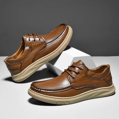 Sapatos Casuais Masculinos de Couro Genuíno Sapatos Casuais de Negócios Sola Macia Confortável Antiderrapante Resistente a Óleo Sapatos de Dirigir Preguiçosos de Um Passo