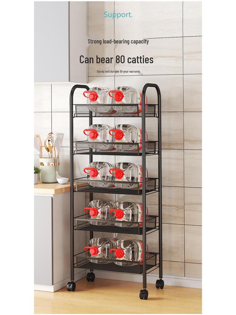 Multi-layer Movable Kitchen and Bathroom Storage Trolley and Vegetable Basket