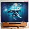 Whale Tapestry Polyester Wall Hanging Humpback Mother Calf Ocean Sun Rays Living Room 180x280cm