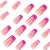 3D Star French Floral Rhinestone Gradient Square Nails - Medium-Long Luxury Wearable Nail Tips