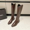 Black Pointed Toe Ladies Knee High Shaft Shoes Waterproof Women's Long Boots