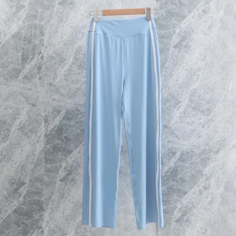 High-Waisted Straight Leg Contrast Yoga Pants - Elastic, Loose, and Comfortable for Fitness