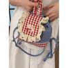 Korean Cute Fashion Denim Backpack Bag Women's 2025 New Plaid Lace Bucket Bag