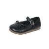 Girls' Bow Princess Shoes - 2026 Spring/Autumn Korean Style, Cute Leather with Magic Strap