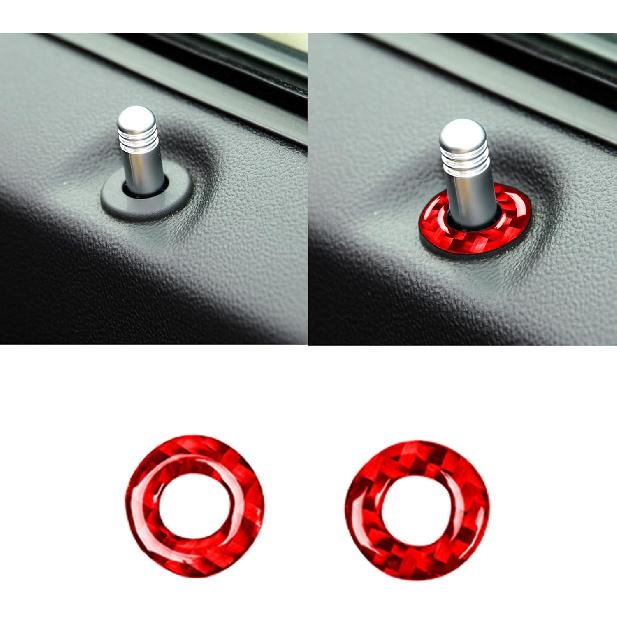 

Car Window Lift Switch Control Panel Button Cover Decoration Trim Sticker Real 3K Red Carbon Fiber Auto Interior Accessories Compatible with Dodge Door Lock Pin