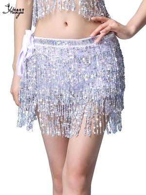 Bohemian Sequin Belly Dance Four-Layer Tassel Waist Chain Scarf Skirt