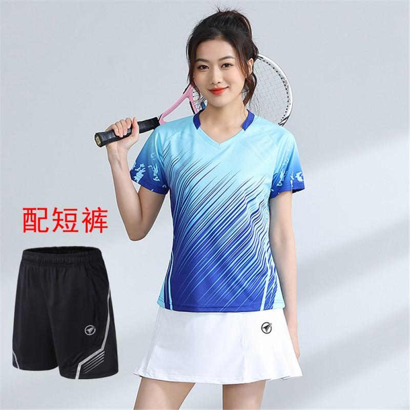 Unisex Badminton Sport Set Short Sleeve Top Shorts Men Women Kids Athletic Wear