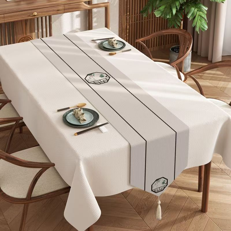 Chinese Style Table Flag Waterproof Oil Resistant Tassel Table Runner Tea House Tea Towels Zen Tea Table Cloth Hotel Bed Flag