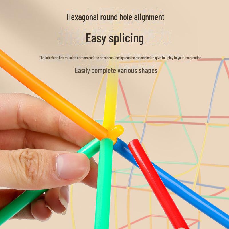 Soft Straw Puzzle Blocks: Educational 4D Building Toys for Kindergarten