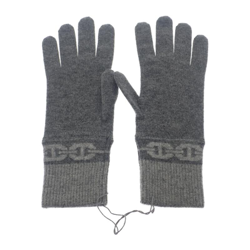 HERMES  H232006G_G1S M  Gloves Charbon/gray cashmere/Polyurethane Women