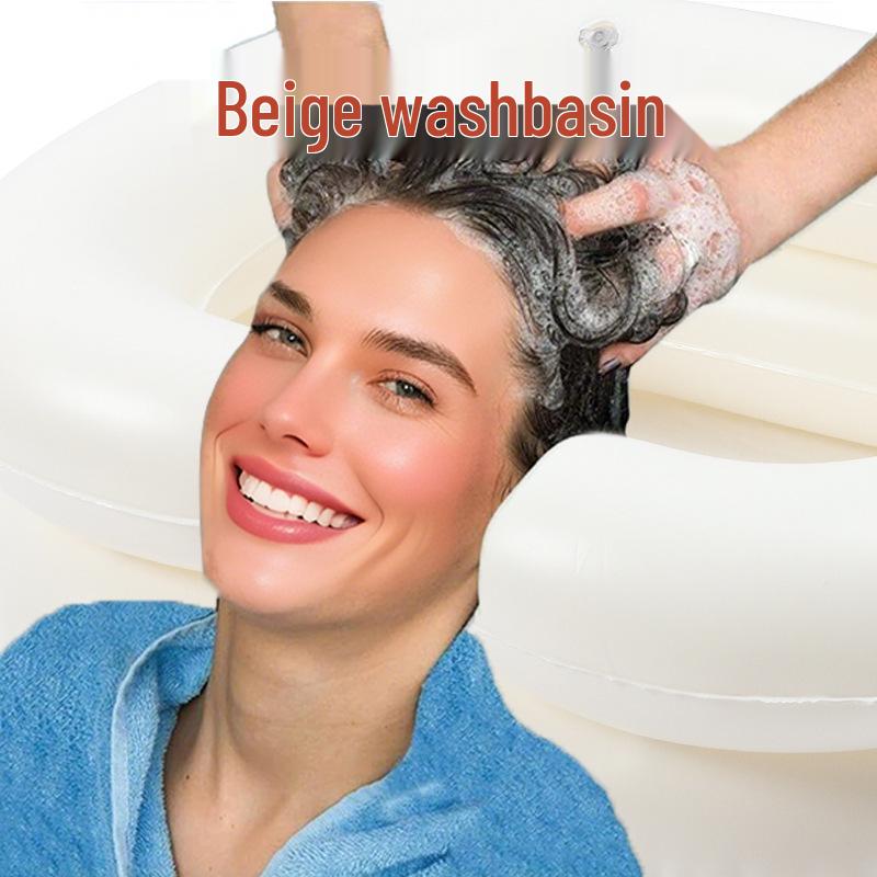 Verdicktes aufblasbares PVC-Shampoo-Becken mit eingebautem Kissen für bettlägerige, ältere, schwangere Frauen und Kinder