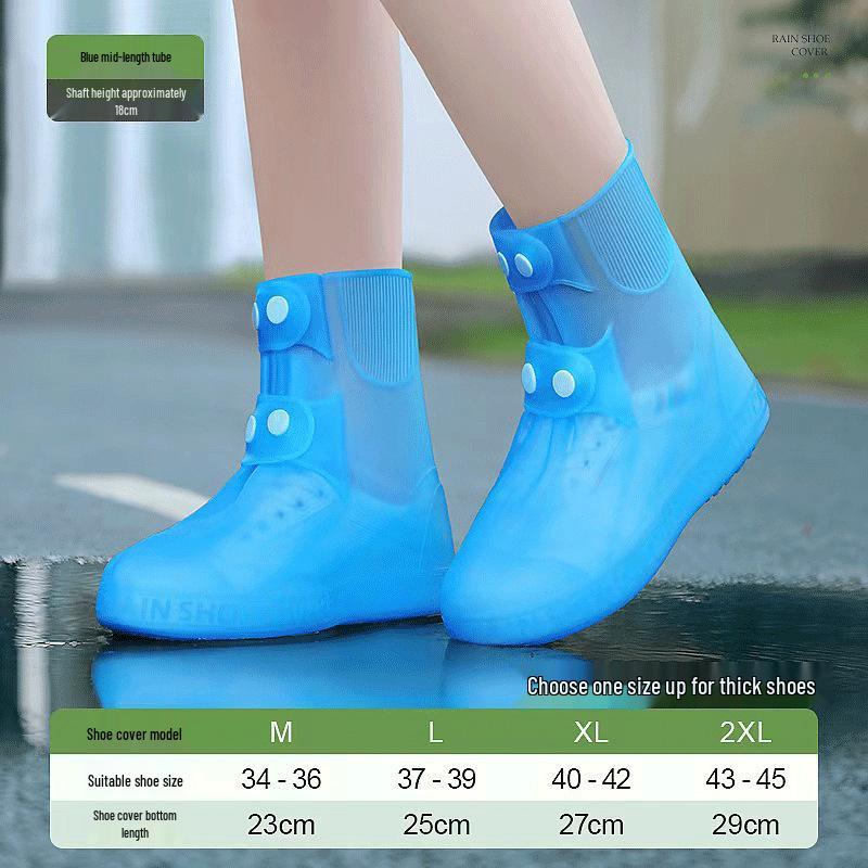 Wiederverwendbare Wasserdichte Silikon Anti-Rutsch Regenschuhüberzieher, Abriebfester High-Top Schutz für Damen und Kinder