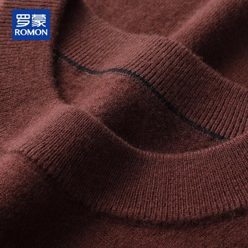 ROMON Men's 100% Pure Wool Mock Neck Pullover Sweater