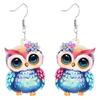 Acrylic Chubby Big Eyes Owl Earrings Cute Bird Drop Dangle Trendy Jewelry Gifts Accessories For Women Girls Kids